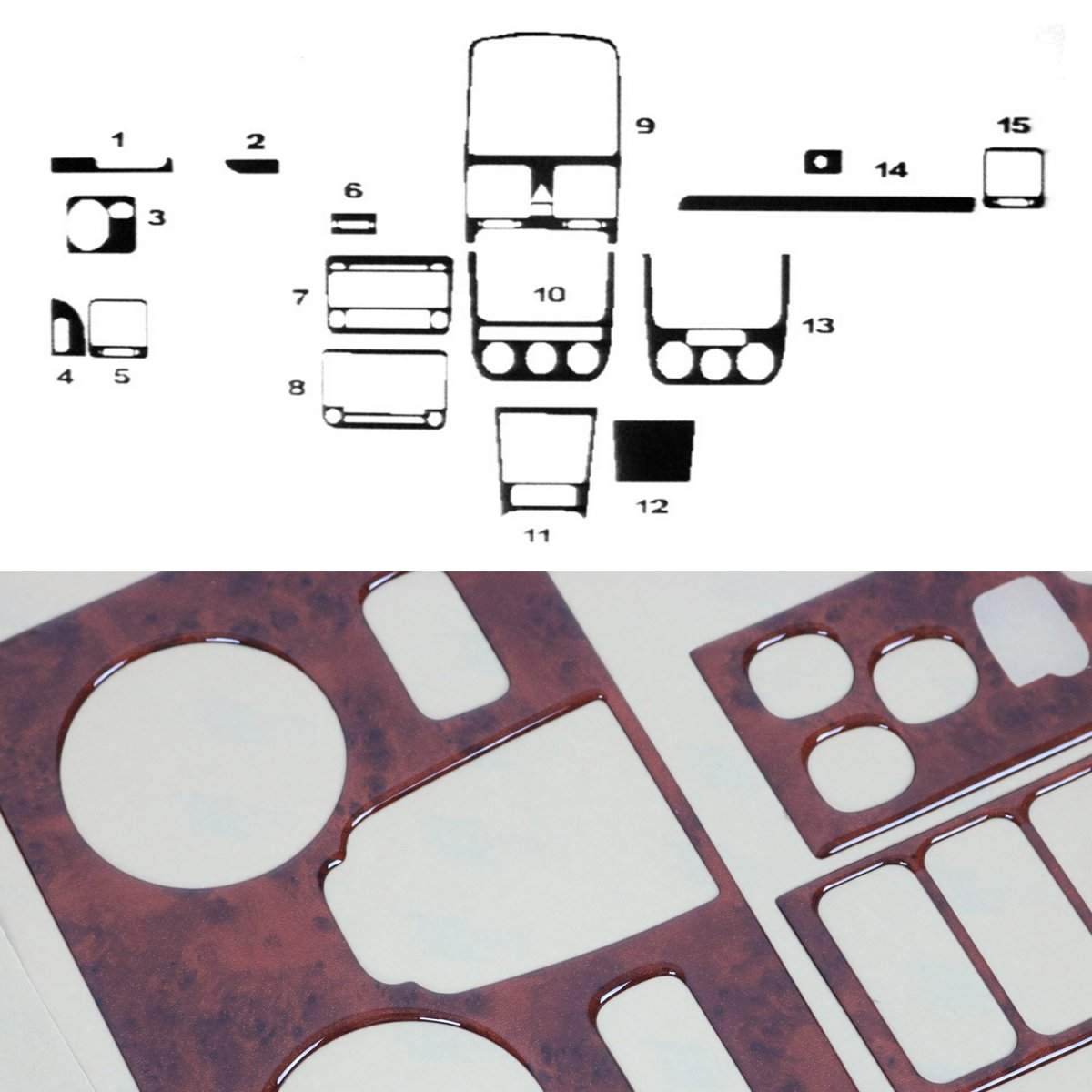 Volkswagen Jetta Dashboard Kit - Omac - 15 Pcs. (Wooden) - '06-'11